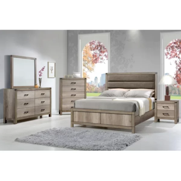 Crownmark Furniture 7 Piece Group B3200-1/11/4/2T/QueenHB-FB-Queen Rails Bed